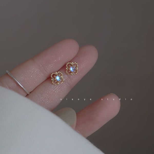 Clover Sterling S925 Silver Earring Rhinestone Stud FashionChic