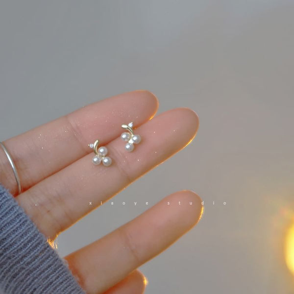 Stud Faux S925 Silver Earring Sterling Pearl FashionChic