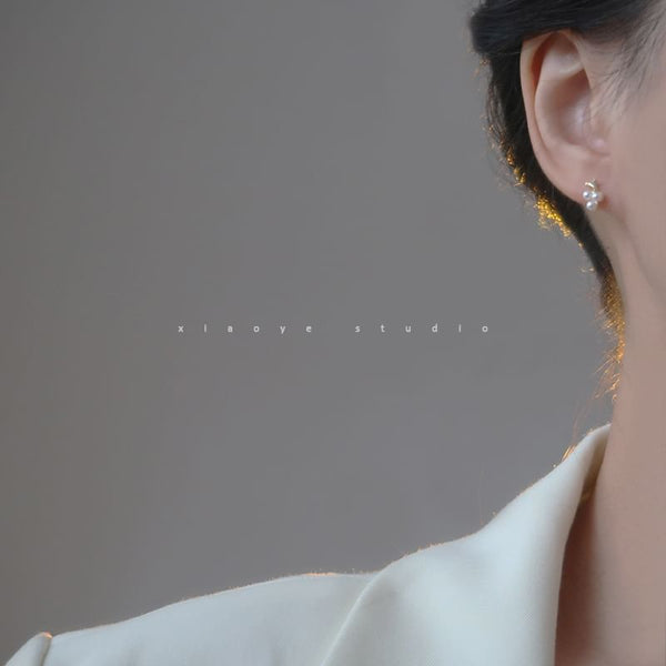 Stud Faux S925 Silver Earring Sterling Pearl FashionChic