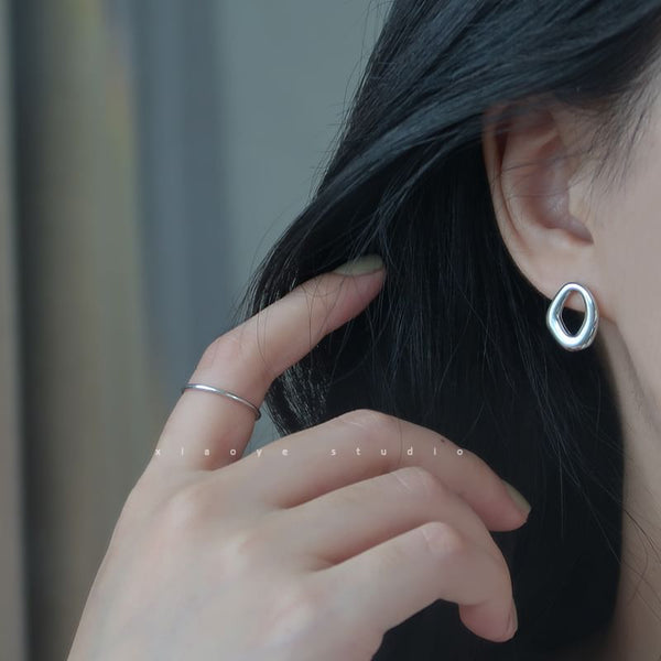 S925 Stud Sterling Earring Irregular Silver FashionChic