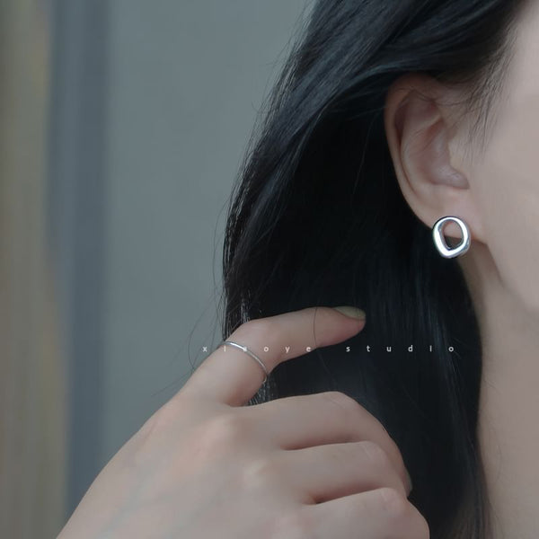 S925 Stud Sterling Earring Irregular Silver FashionChic