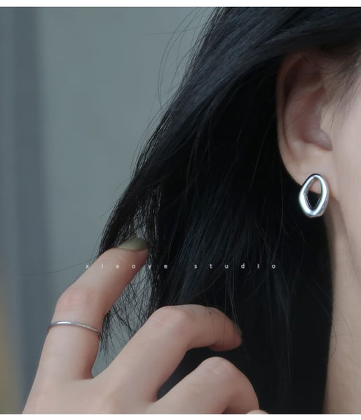 S925 Stud Sterling Earring Irregular Silver FashionChic