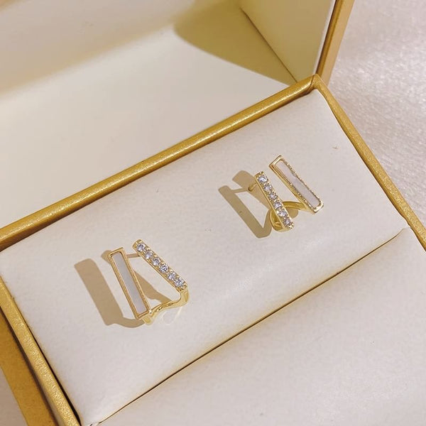 Rhinestone Alloy Stud Earring Shell FashionChic