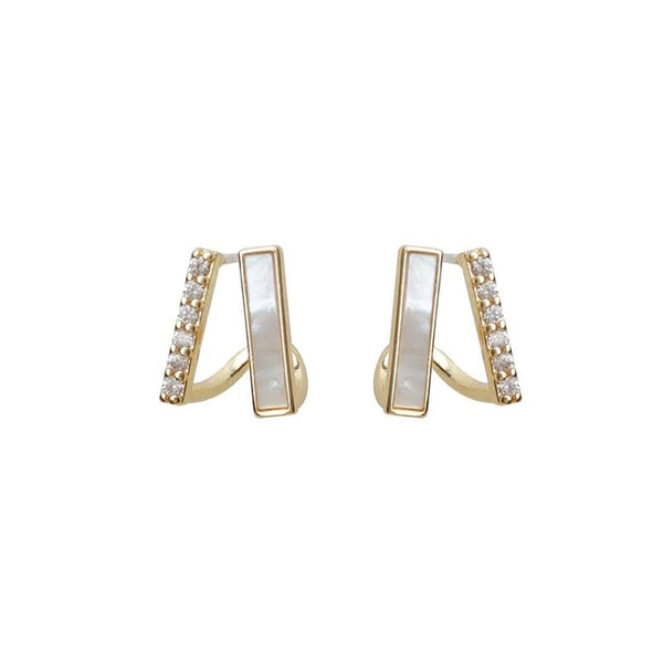 Rhinestone Alloy Stud Earring Shell FashionChic