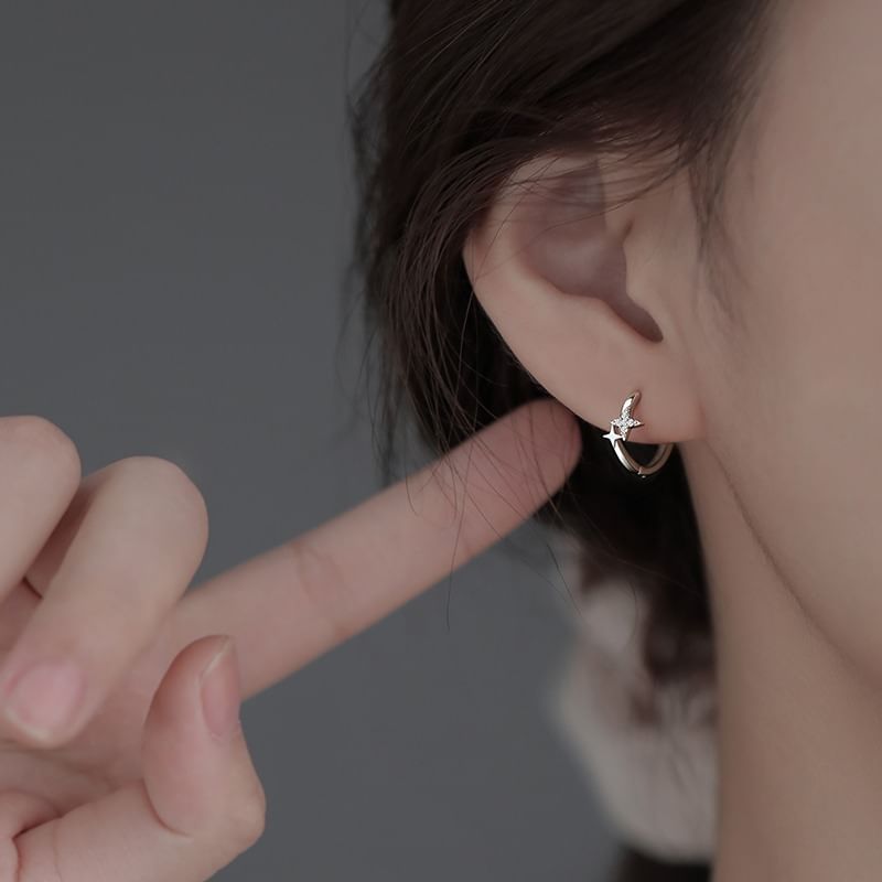 Hoop Earring Rhinestone Alloy Star FashionChic