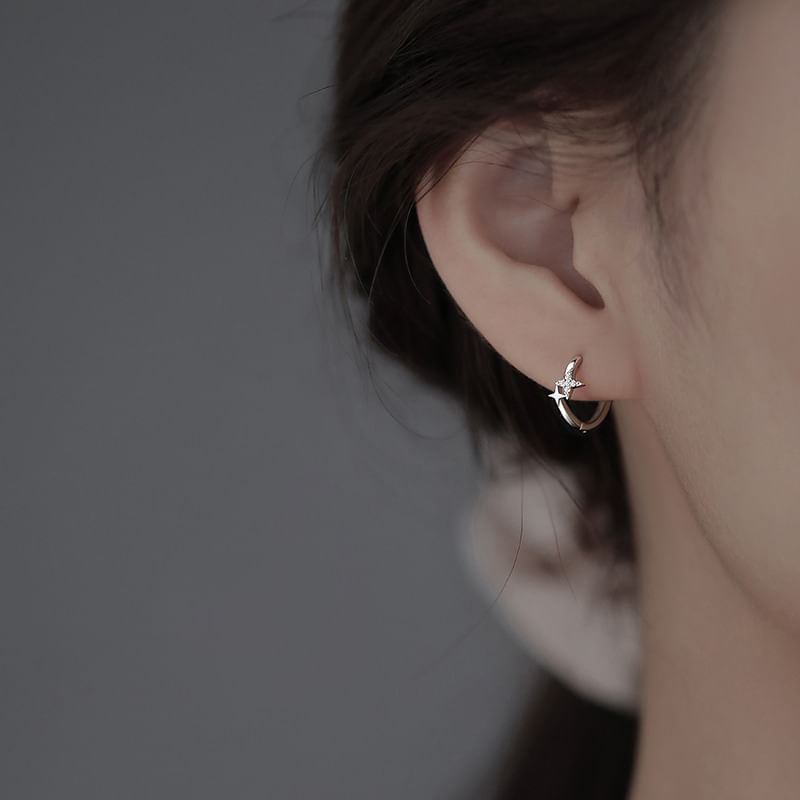 Hoop Earring Rhinestone Alloy Star FashionChic