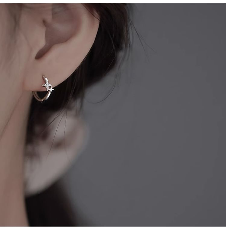 Hoop Earring Rhinestone Alloy Star FashionChic