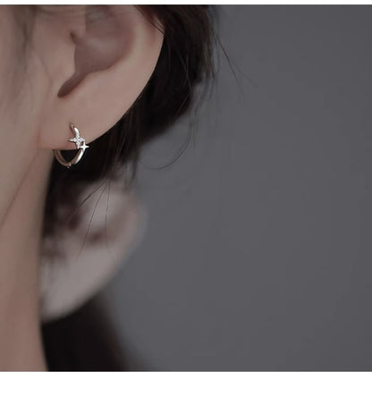 Hoop Earring Rhinestone Alloy Star FashionChic