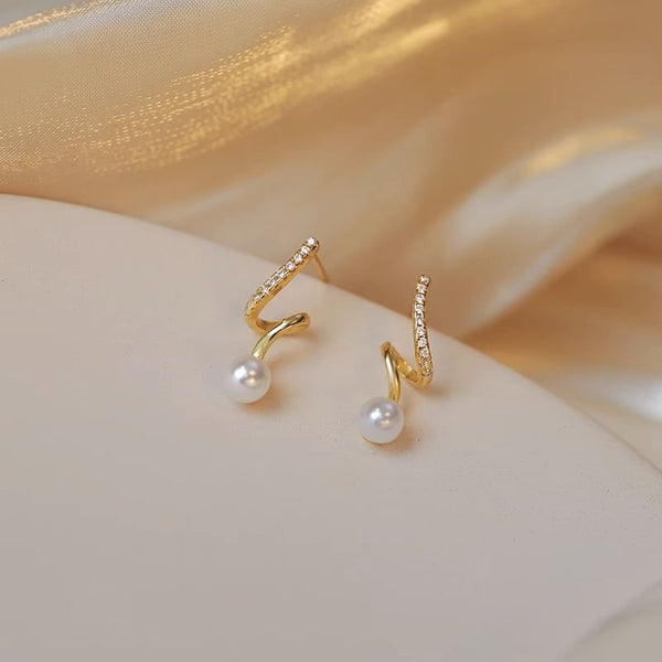 Faux Alloy Drop Pearl Earring FashionChic