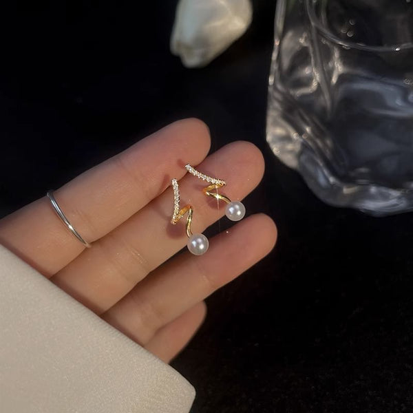 Faux Alloy Drop Pearl Earring FashionChic