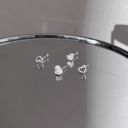Asymmetrical Rhinestone Alloy Earring Heart Barbell FashionChic