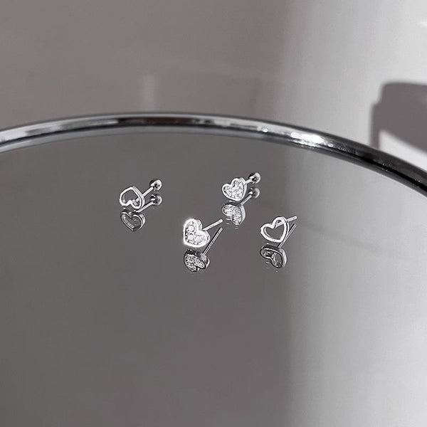 Asymmetrical Rhinestone Alloy Earring Heart Barbell FashionChic