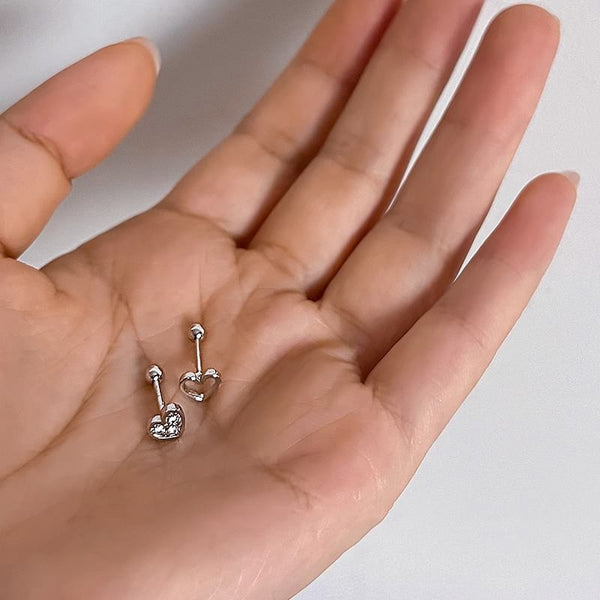 Asymmetrical Rhinestone Alloy Earring Heart Barbell FashionChic