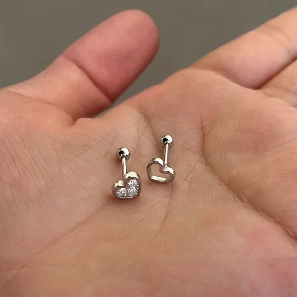 Asymmetrical Rhinestone Alloy Earring Heart Barbell FashionChic