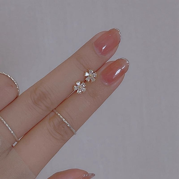Floral Rhinestone Alloy Earring Stud FashionChic
