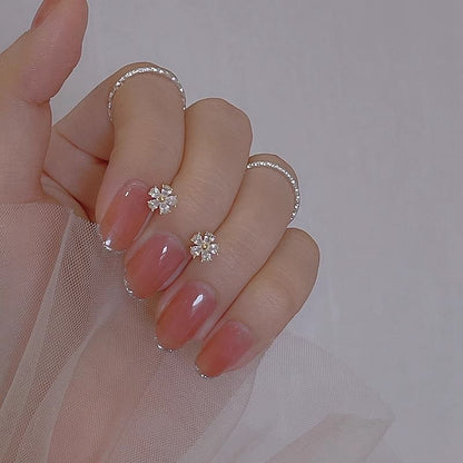 Floral Rhinestone Alloy Earring Stud FashionChic