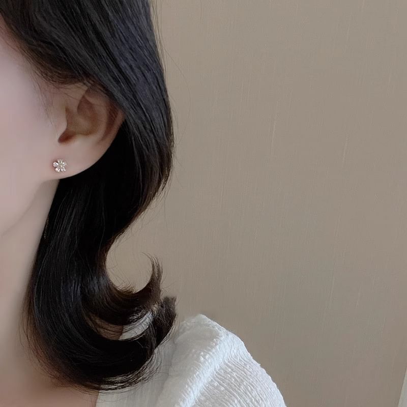 Floral Rhinestone Alloy Earring Stud FashionChic