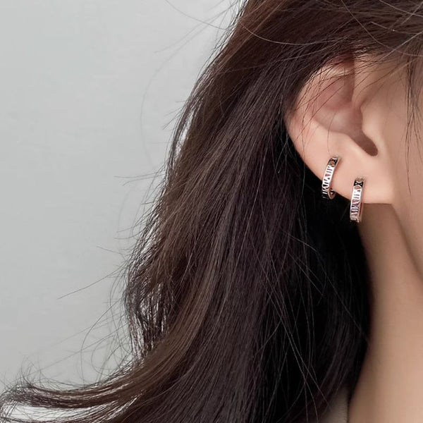 Numeral Earring Hoop Alloy Roman FashionChic