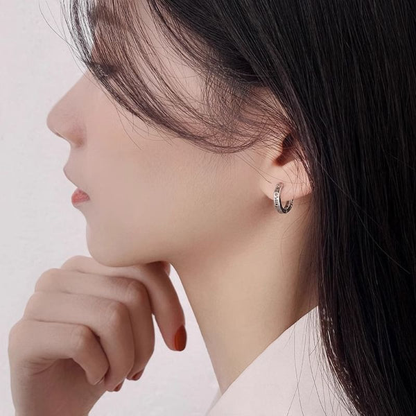 Numeral Earring Hoop Alloy Roman FashionChic
