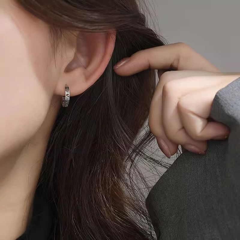 Numeral Earring Hoop Alloy Roman FashionChic