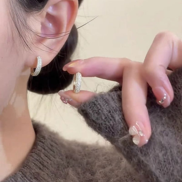 Earring Rhinestone Hoop Alloy FashionChic