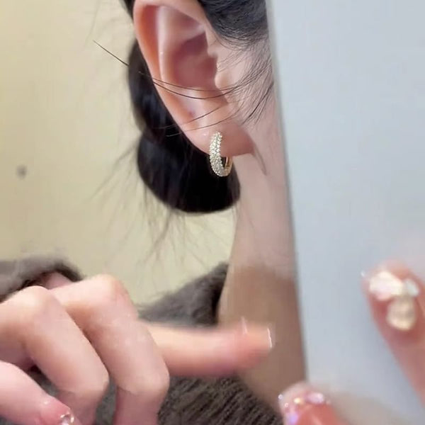 Earring Rhinestone Hoop Alloy FashionChic