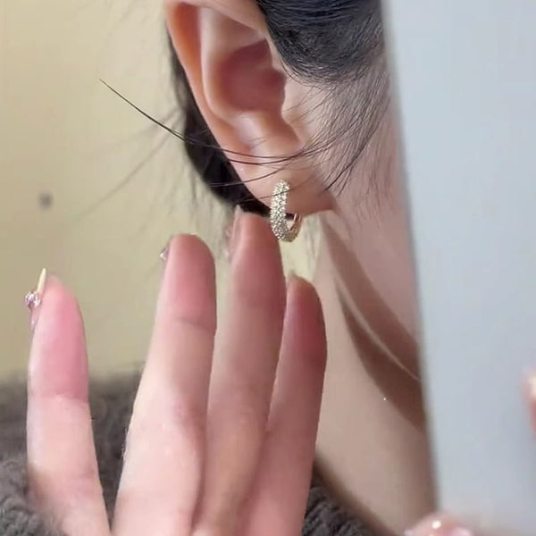 Earring Rhinestone Hoop Alloy FashionChic