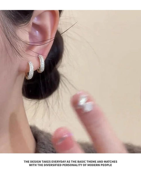 Earring Rhinestone Hoop Alloy FashionChic