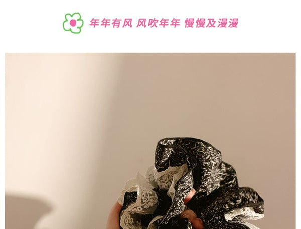 Scrunchie Trim Lace Floral Print FashionChic