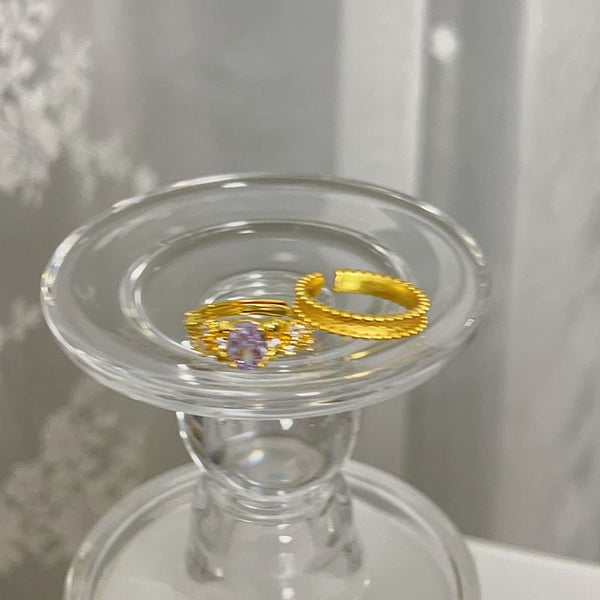 Brushed Alloy / Open Ring Set Rhinestone FashionChic