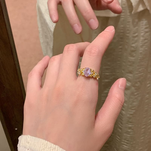 Brushed Alloy / Open Ring Set Rhinestone FashionChic