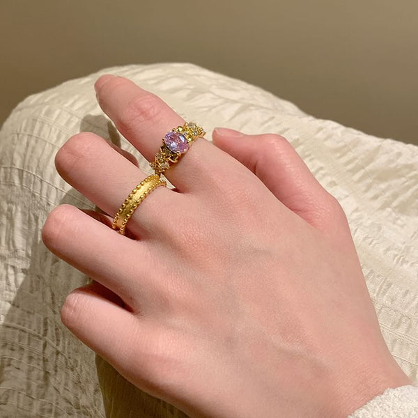 Brushed Alloy / Open Ring Set Rhinestone FashionChic