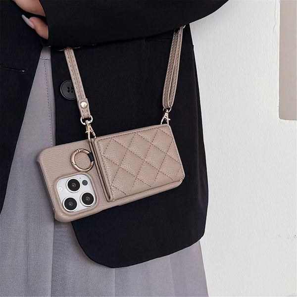 Lanyard Case Phone Holder Leather Card Faux with FashionChic