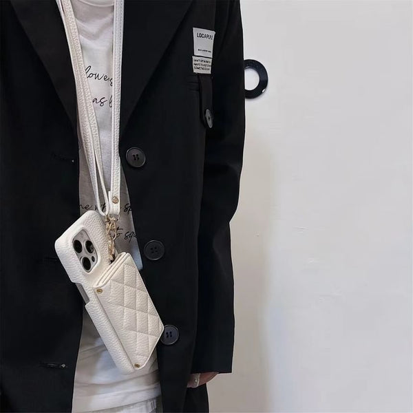 Lanyard Case Phone Holder Leather Card Faux with FashionChic