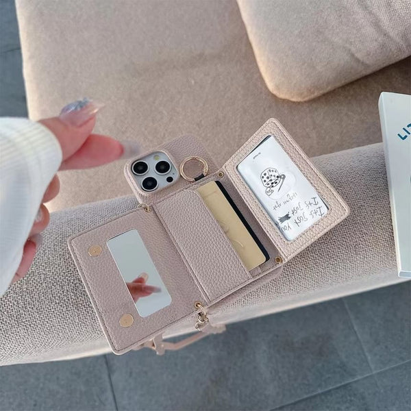 Lanyard Case Phone Holder Leather Card Faux with FashionChic