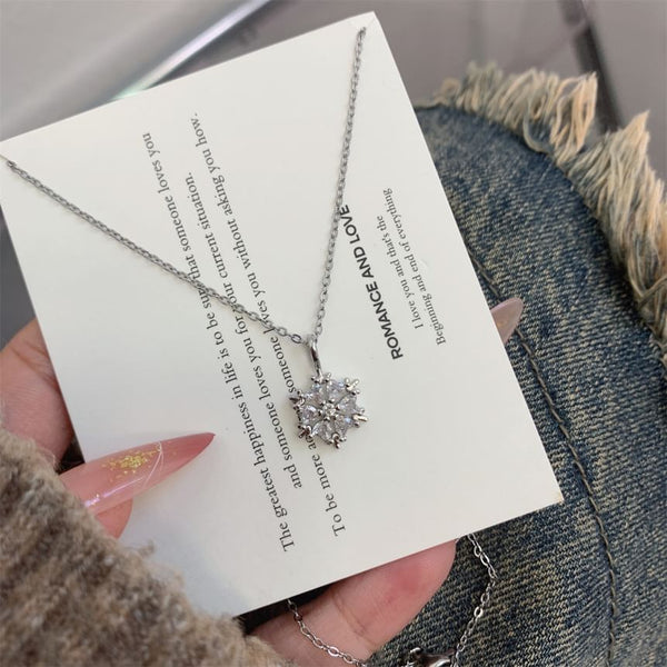 Pendant Rhinestone Necklace Snowflake FashionChic