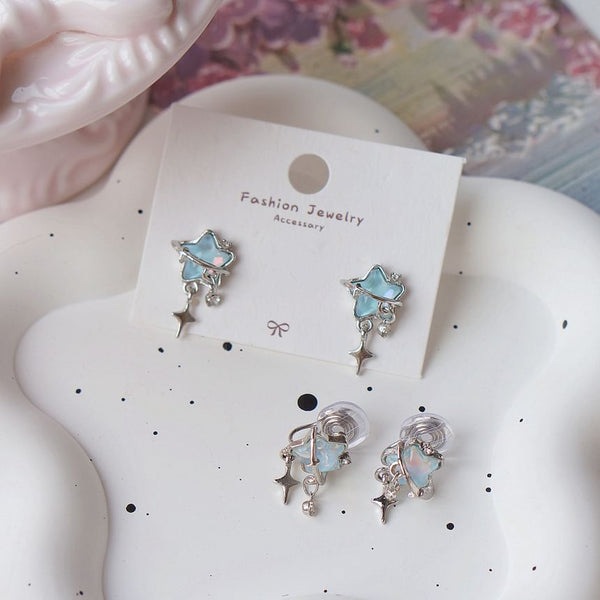 Star Clip / Rhinestone Earring Drop On FashionChic