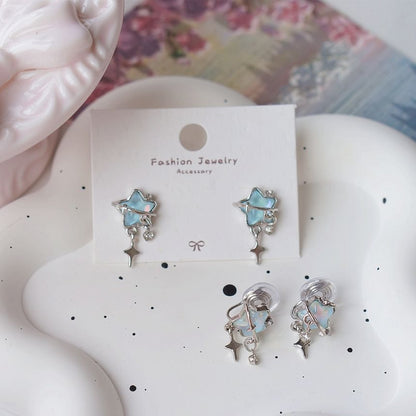 Star Clip / Rhinestone Earring Drop On FashionChic
