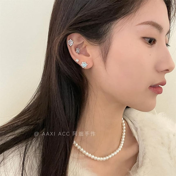 Earring Rhinestone Stud Snowflake FashionChic