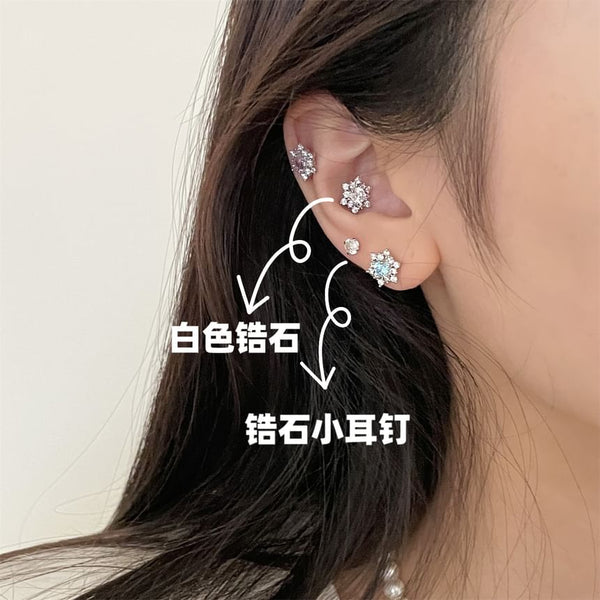 Earring Rhinestone Stud Snowflake FashionChic