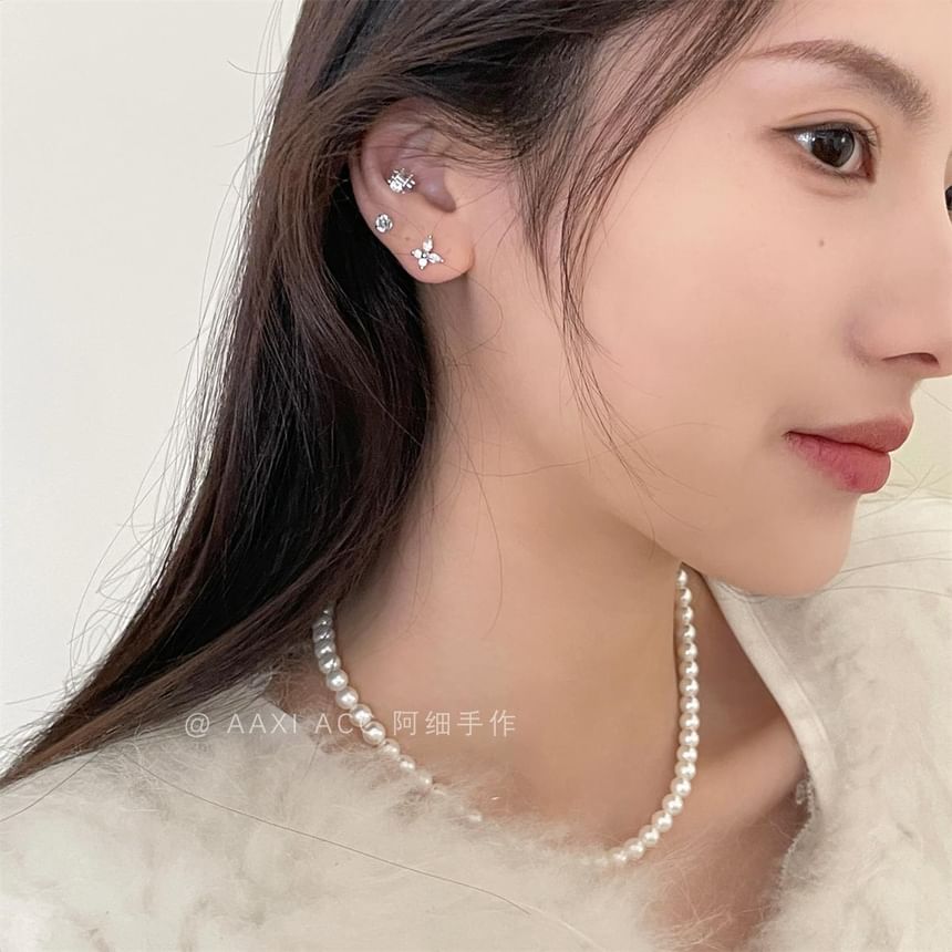 of 4: Set Stud Earring Rhinestone FashionChic