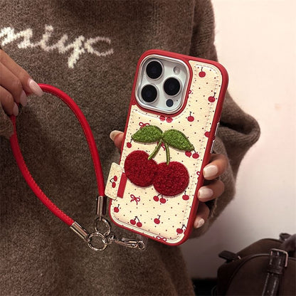 Cherry Strap / Set Embroidered Phone Case FashionChic