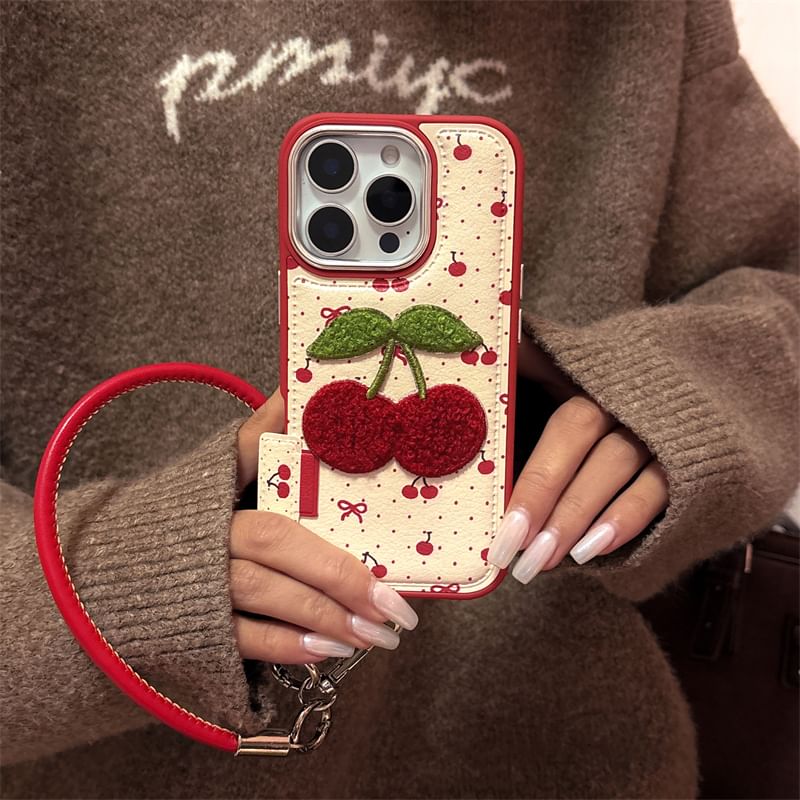 Cherry Strap / Set Embroidered Phone Case FashionChic
