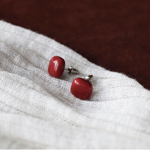 925 Sterling Square Stud Earring Silver FashionChic