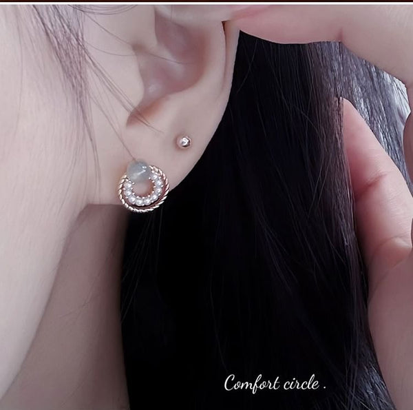 Circle Earring 925 Silver Stud Sterling Double FashionChic