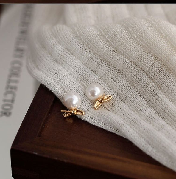 Earring Sterling 925 Stud Pearl Faux Silver FashionChic