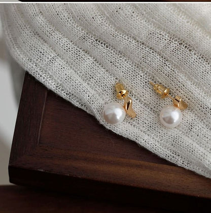 Earring Sterling 925 Stud Pearl Faux Silver FashionChic