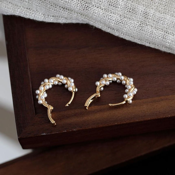 Pearl Earring Hoop Faux FashionChic