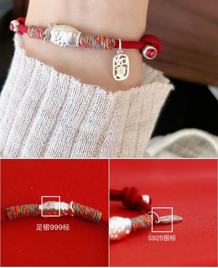 925 Fish Silver String Bracelet Sterling FashionChic