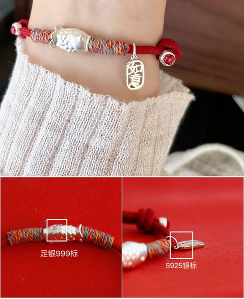 925 Fish Silver String Bracelet Sterling FashionChic
